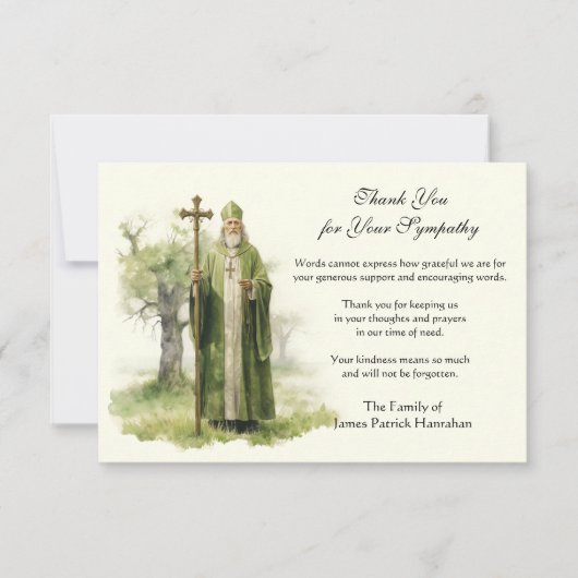 St. Patrick Katholisches irisches Beileid Beileid Dankeskarte (Vorderseite)