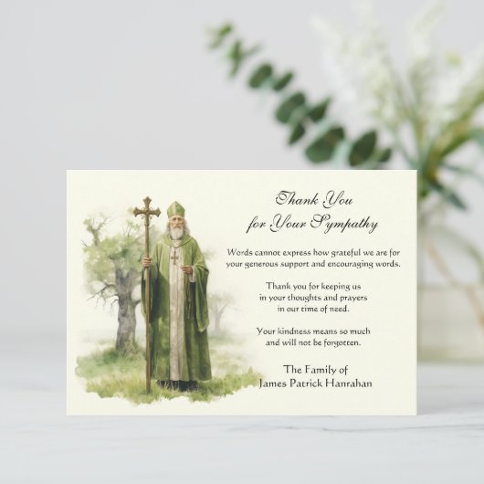 St. Patrick Katholisches irisches Beileid Beileid Dankeskarte (Stehend Vorderseite)