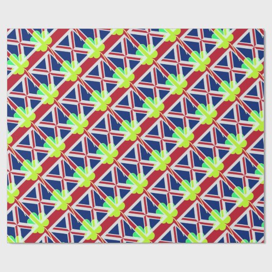 St. Patrick Kleeblatt Clover UK Flag Irland Geschenkpapier (Flach)