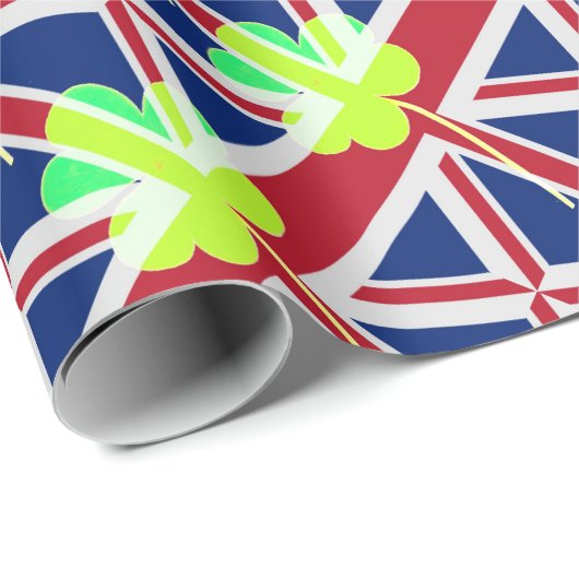 St. Patrick Kleeblatt Clover UK Flag Irland Geschenkpapier (Rolleneckpunkt)