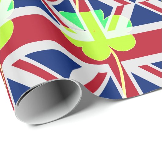 St. Patrick Kleeblatt Clover UK Flag Irland Geschenkpapier (Rolleneckpunkt)