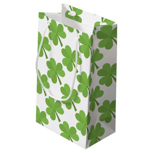St Patrick Kleeblatt Irish Ireland Clover Pattern Kleine Geschenktüte (Rückseite Schrägansicht)
