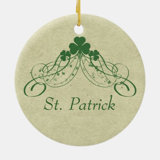 St. Patrick Kleeblatt Runde Keramik Ornament (Hinten)