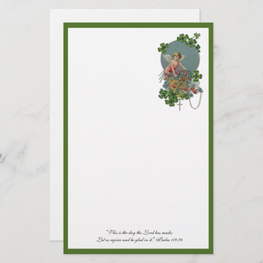 St. Patrick Kleeblatts Religious Scripture Angel Briefpapier (Vorne/Hinten)