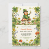 St. Patrick Kobold 1. Geburtstag Grüner Kleeblatt Einladung (Vorderseite)
