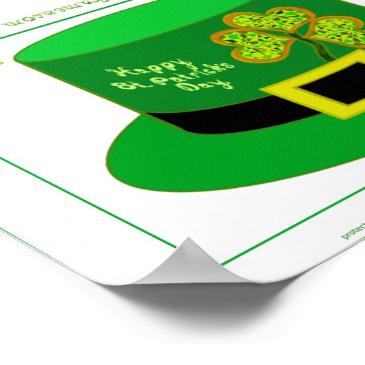 St Patrick Leprechaun Card Party Hat pdf Poster (Ecke)