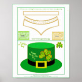 St Patrick Leprechaun Card Party Hat pdf Poster (Vorne)