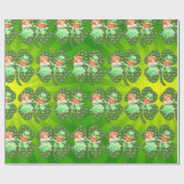 St. Patrick Leprechauns Kleeblatts Wrapping Paper Geschenkpapier (Flach)