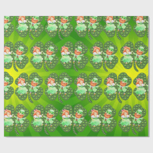 St. Patrick Leprechauns Kleeblatts Wrapping Paper Geschenkpapier
