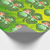 St. Patrick Leprechauns Kleeblatts Wrapping Paper Geschenkpapier (Ecke)