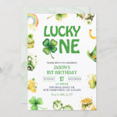 St Patrick Lucky One First Birthday Invitation Einladung (Vorne/Hinten)
