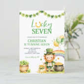 St Patrick Lucky Seven Birthday Invitation Einladung (Stehend Vorderseite)