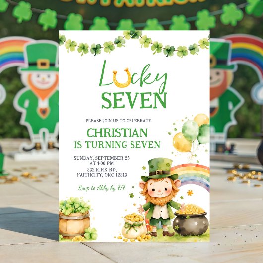 St. Patrick Lucky Seven Geburtstagseinladung Einladung