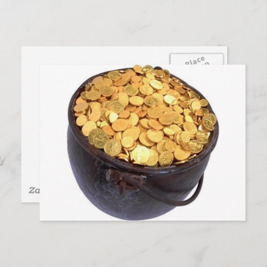 St Patrick & - Pot of Gold Postkarte (Vorne/Hinten)