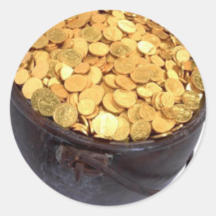 St Patrick & - Pot of Gold Runder Aufkleber
