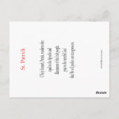 St. Patrick Prayer Card Postkarte (Rückseite)