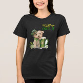 St Patrick Puppy Kiss Me Ich bin Niedlich Typograf Tri-Blend Shirt (Vorderseite)