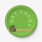 St Patrick Real 4 Leaf Clover Lucky Green PP Pappteller (Vorderseite)