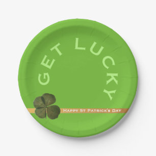 St Patrick Real 4 Leaf Clover Lucky Green PP Pappteller
