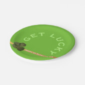 St Patrick Real 4 Leaf Clover Lucky Green PP Pappteller (Schrägansicht)