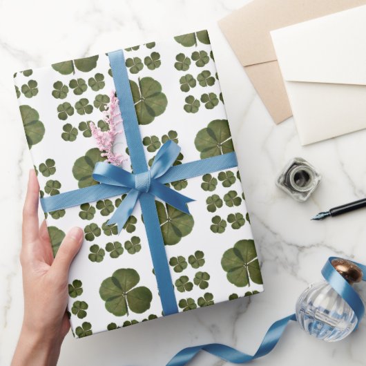 St Patrick Real 4 Leaf Clover Lucky Wrapping P Geschenkpapier (Schenken)