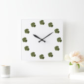 St Patrick Real 4 Leaf Clover Wall Clock Quadratische Wanduhr (Zuhause)