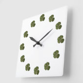 St Patrick Real 4 Leaf Clover Wall Clock Quadratische Wanduhr (Winkel)