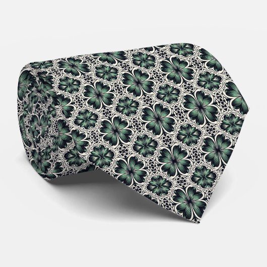 St. Patrick’s Day Abstractes 4-Blatt-Kleeblatt-Mus Krawatte (Gerollt)