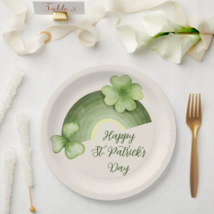 St. Patrick’s Day – Aquarell-Kleeblatt-Regenbogen Pappteller