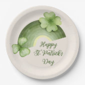 St. Patrick’s Day – Aquarell-Kleeblatt-Regenbogen Pappteller (Vorderseite)