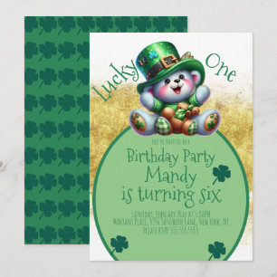 St.Patrick’s Day Bär Geburtstag Glückspilz Einladung
