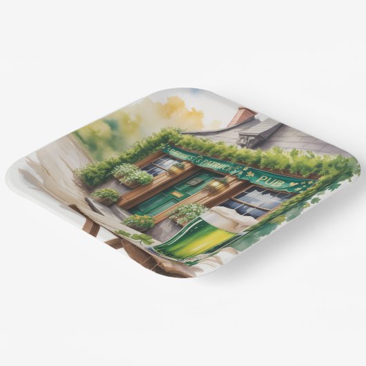 St Patrick’s Day Bar Pub Party Pappteller (Gewinkelt)