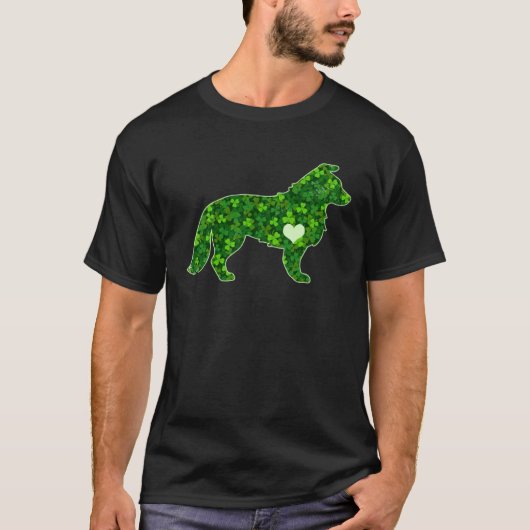 St Patrick s Day Border Collie Irish Green Shamroc T-Shirt (Vorderseite)