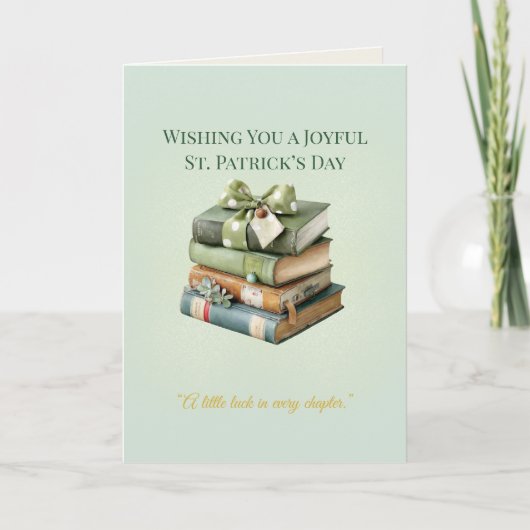 St. Patrick’s Day Bücherstapel Karte – Irisches Gl (Vorderseite)