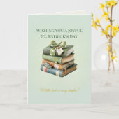St. Patrick’s Day Bücherstapel Karte – Irisches Gl (Gelbe Blume)