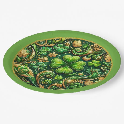St. Patrick’s Day Clover Design  Pappteller (Schrägansicht)