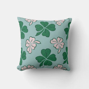 St. Patrick`s Day Clover Kleeblatt Zeichnend Muste Kissen