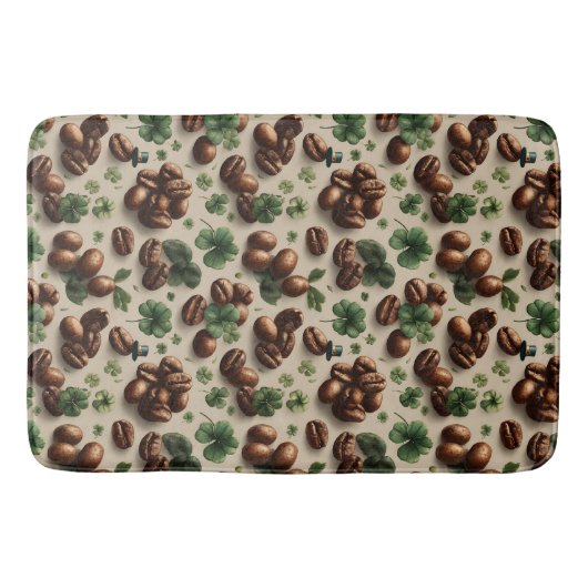 St. Patrick’s Day Coffee & Shamrock Pattern Badematte (Vorderseite)