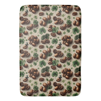 St. Patrick’s Day Coffee & Shamrock Pattern Badematte