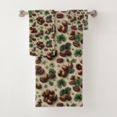 St. Patrick’s Day Coffee & Shamrock Pattern Badhandtuch Set (Insitu)