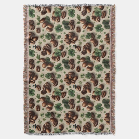 St. Patrick’s Day Coffee & Shamrock Pattern Decke (Vorderseite Vertikal)