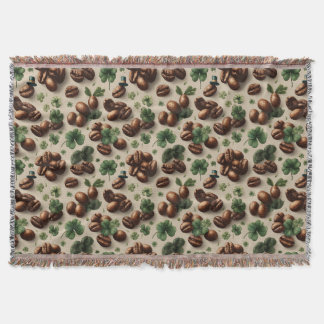 St. Patrick’s Day Coffee & Shamrock Pattern Decke