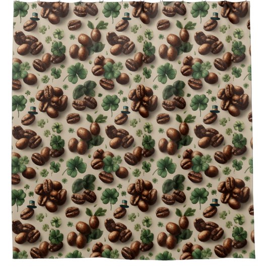St. Patrick’s Day Coffee & Shamrock Pattern Duschvorhang (Vorderseite)
