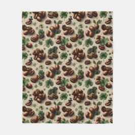 St. Patrick’s Day Coffee & Shamrock Pattern Fleecedecke