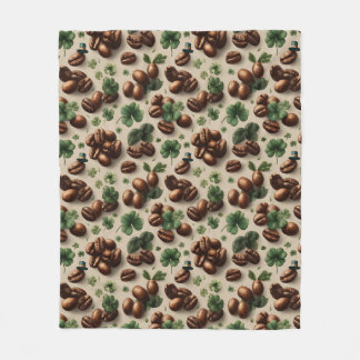 St. Patrick’s Day Coffee & Shamrock Pattern Fleecedecke