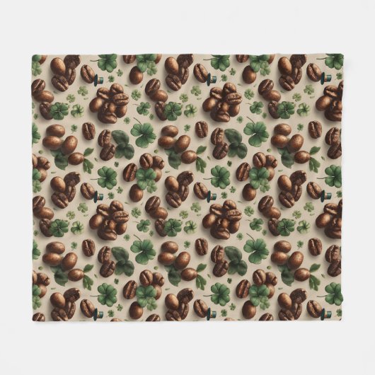 St. Patrick’s Day Coffee & Shamrock Pattern Fleecedecke (Vorderseite (Horizontal))
