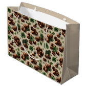 St. Patrick’s Day Coffee & Shamrock Pattern Große Geschenktüte (Rückseite Schrägansicht)