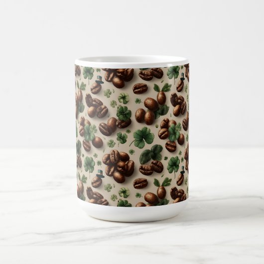St. Patrick’s Day Coffee & Shamrock Pattern Kaffeetasse (Mittel)