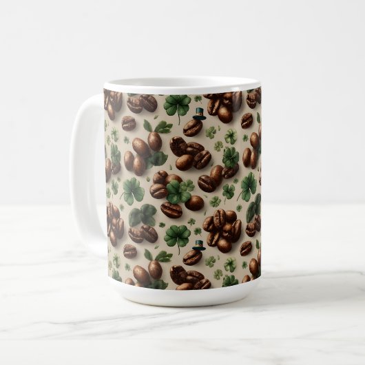 St. Patrick’s Day Coffee & Shamrock Pattern Kaffeetasse (Vorderseite Links)