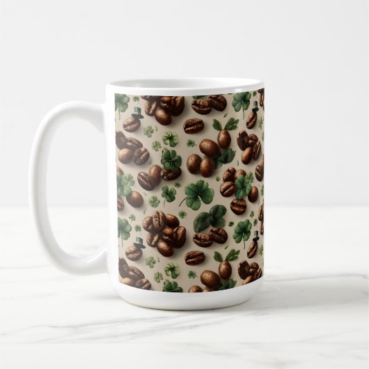 St. Patrick’s Day Coffee & Shamrock Pattern Kaffeetasse (Links)